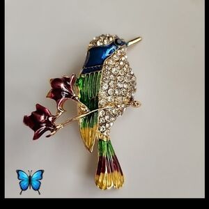 HUMMING-Bird on Cherry Blossom Brooch